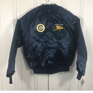 King Louie NWT Mens Medium Satin Navy Blue Bomber